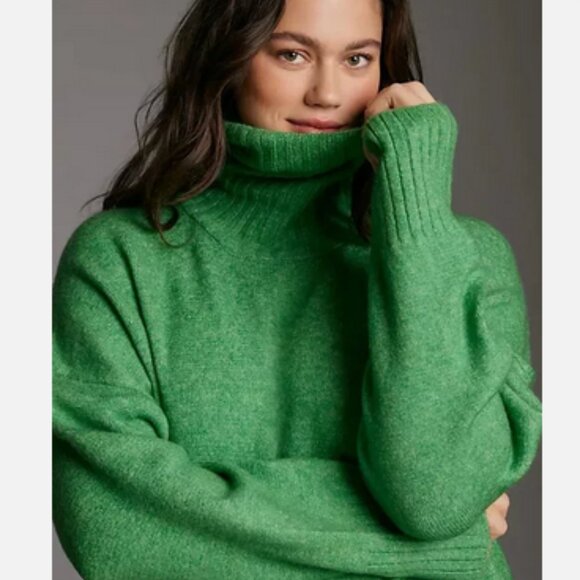 Anthropologie Vibrant Green Long Sleeve Dress - Picture 3 of 8